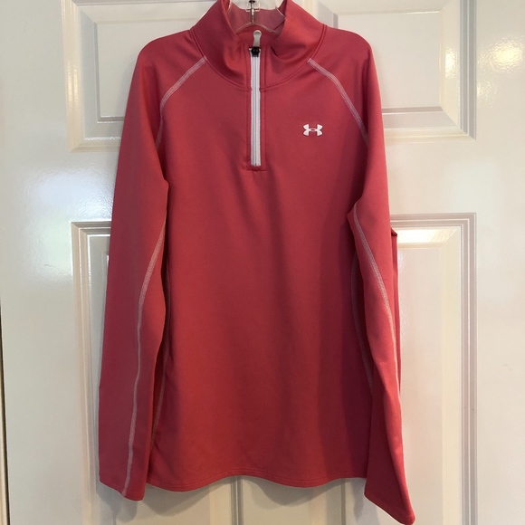 Under Armour Cold Gear Pullover Layer Girls Large 14 Pink Warm Athleisure Sports - Picture 2 of 8